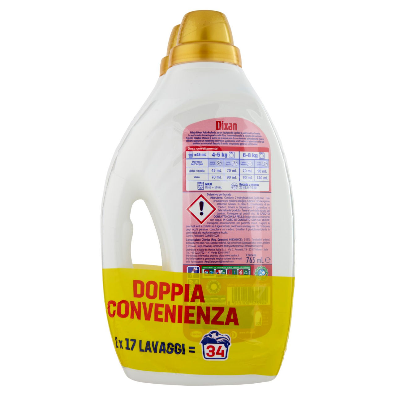 DIXAN Liquido Expert Smacchiante 2x17=34 Lavaggi 2 x 765 ml