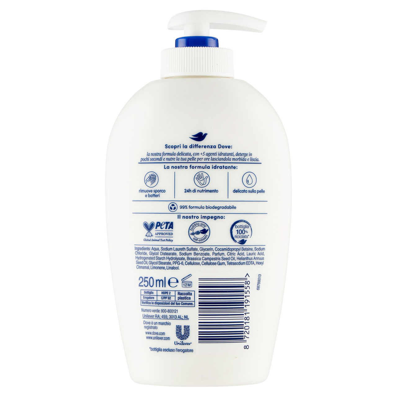 Dove Sapone Detergente Idratante nutrimento profondo 250 ml