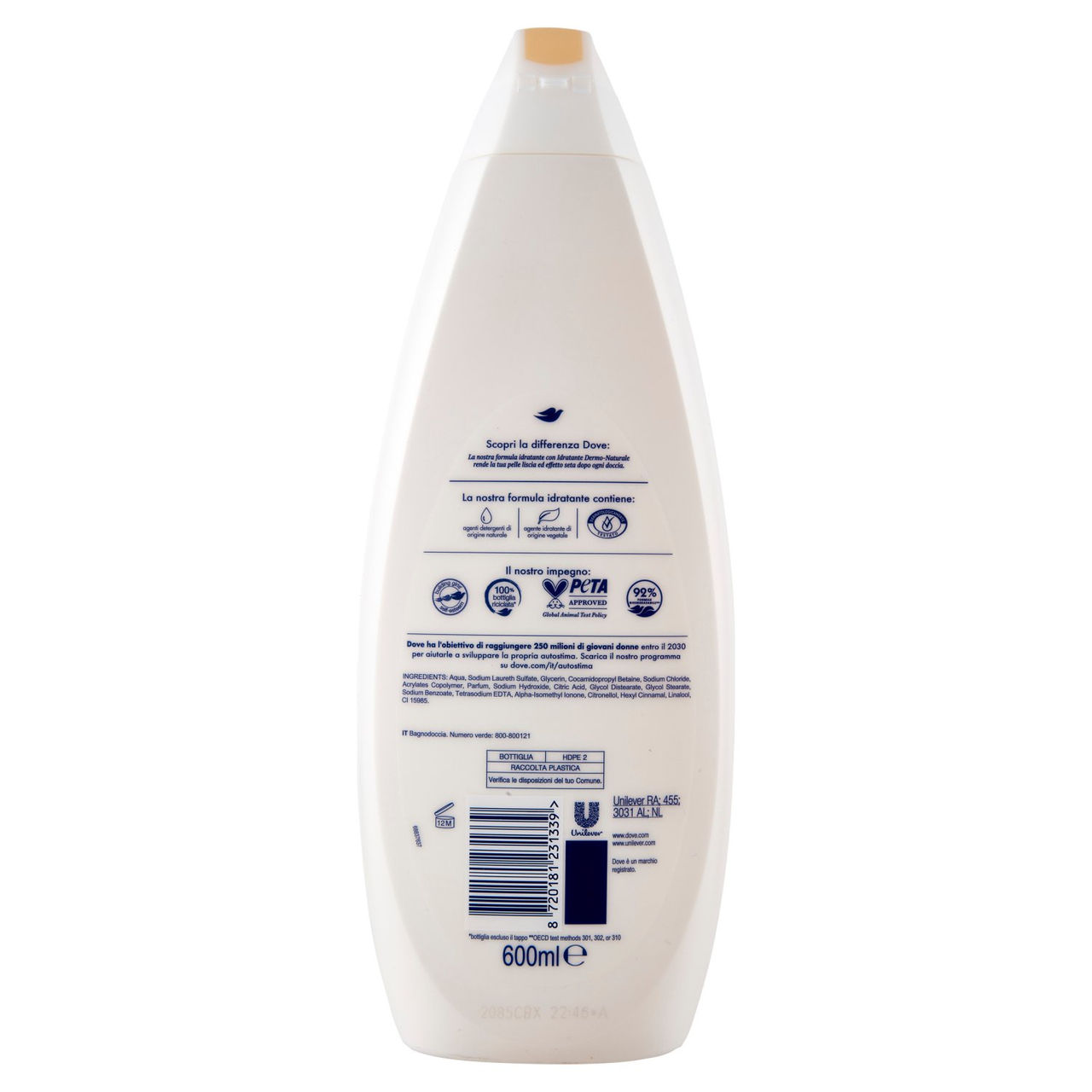 Dove seta preziosa Bagnodoccia pelle liscia & effetto seta 600 ml