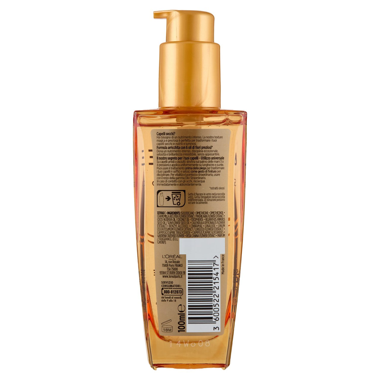 Elvive Olio Straordinario Sublimatore del Capello, per Capelli Secchi, 100 ml