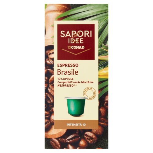 Espresso Brasile 10 Capsule Compatibili con le Macchine Nespresso* 50 g Sapori & Idee Conad