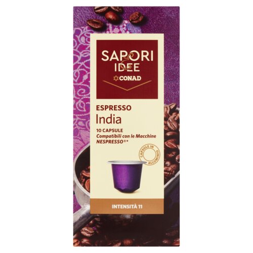 Espresso India 10 Capsule Compatibili con le Macchine Nespresso* 50 g Sapori & Idee Conad