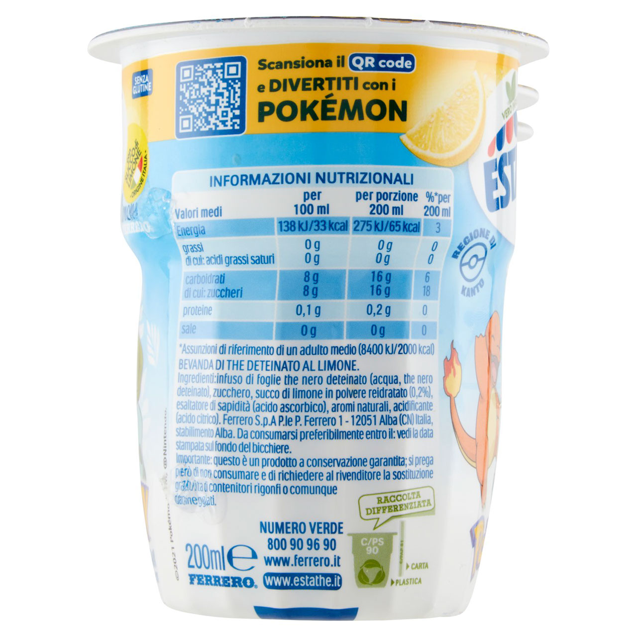 Estathé deteinato limone Pokémon 3 x 200 ml