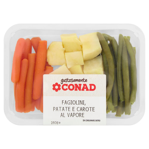 Fagiolini, Patate e Carote al Vapore 280 g Gustosamente Conad