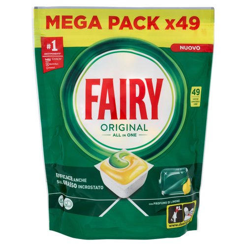 Fairy Pastiglie Lavastoviglie Original All in One, Detersivo Piatti Limone, 49 Capsule 662 g