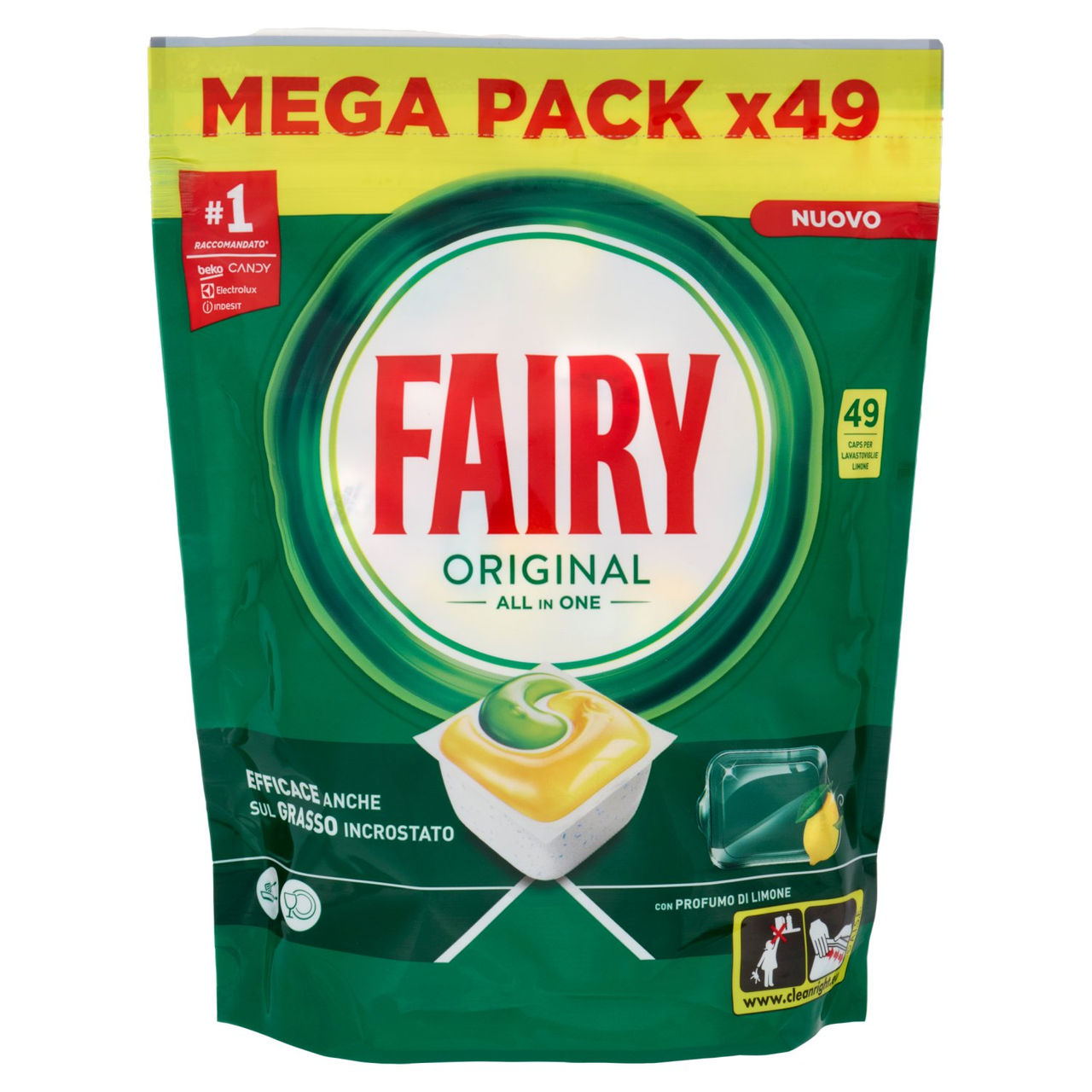 Fairy Pastiglie Lavastoviglie Original All in One, Detersivo Piatti Limone, 49 Capsule 662 g
