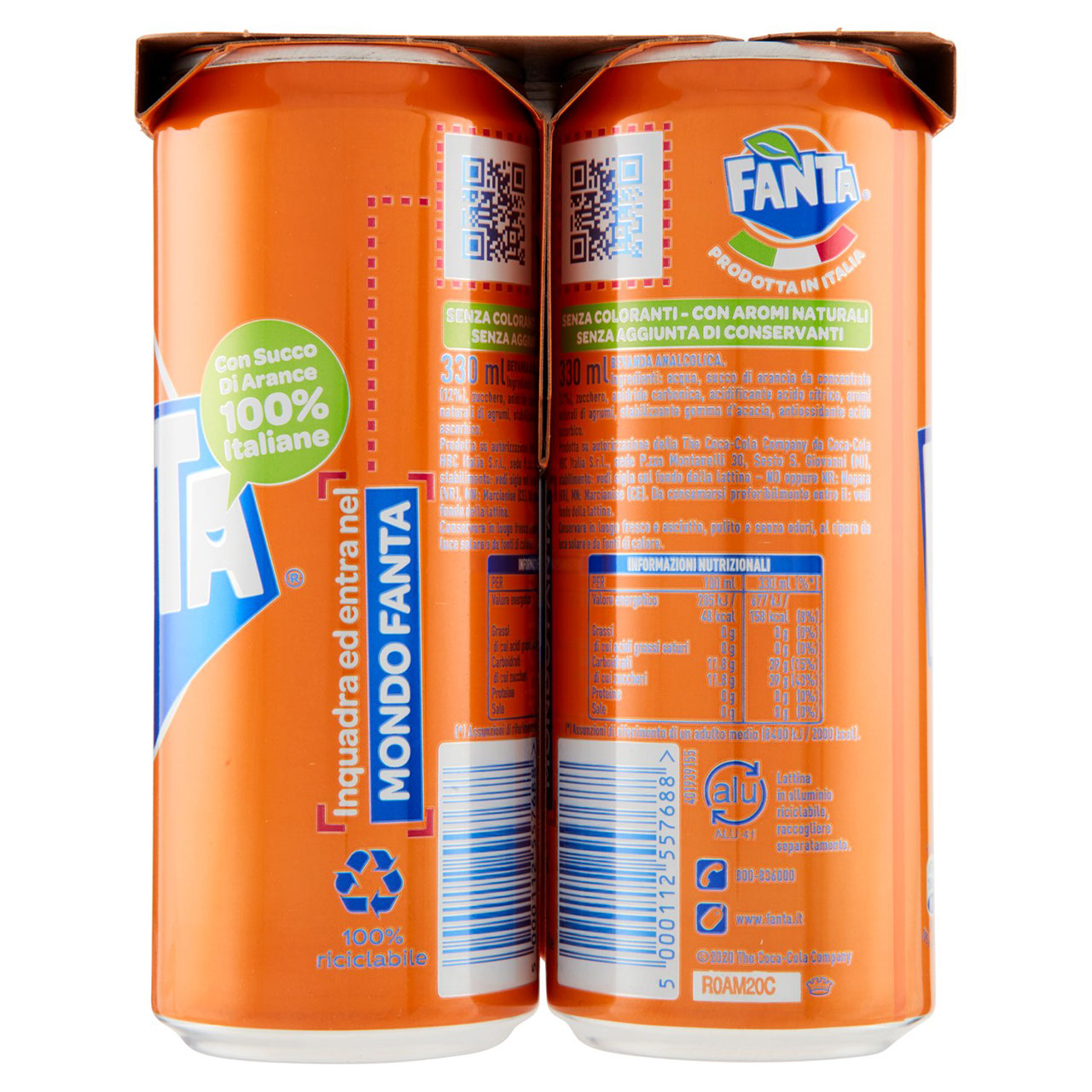 Fanta Original, Bibita Gassata 330ml x 4