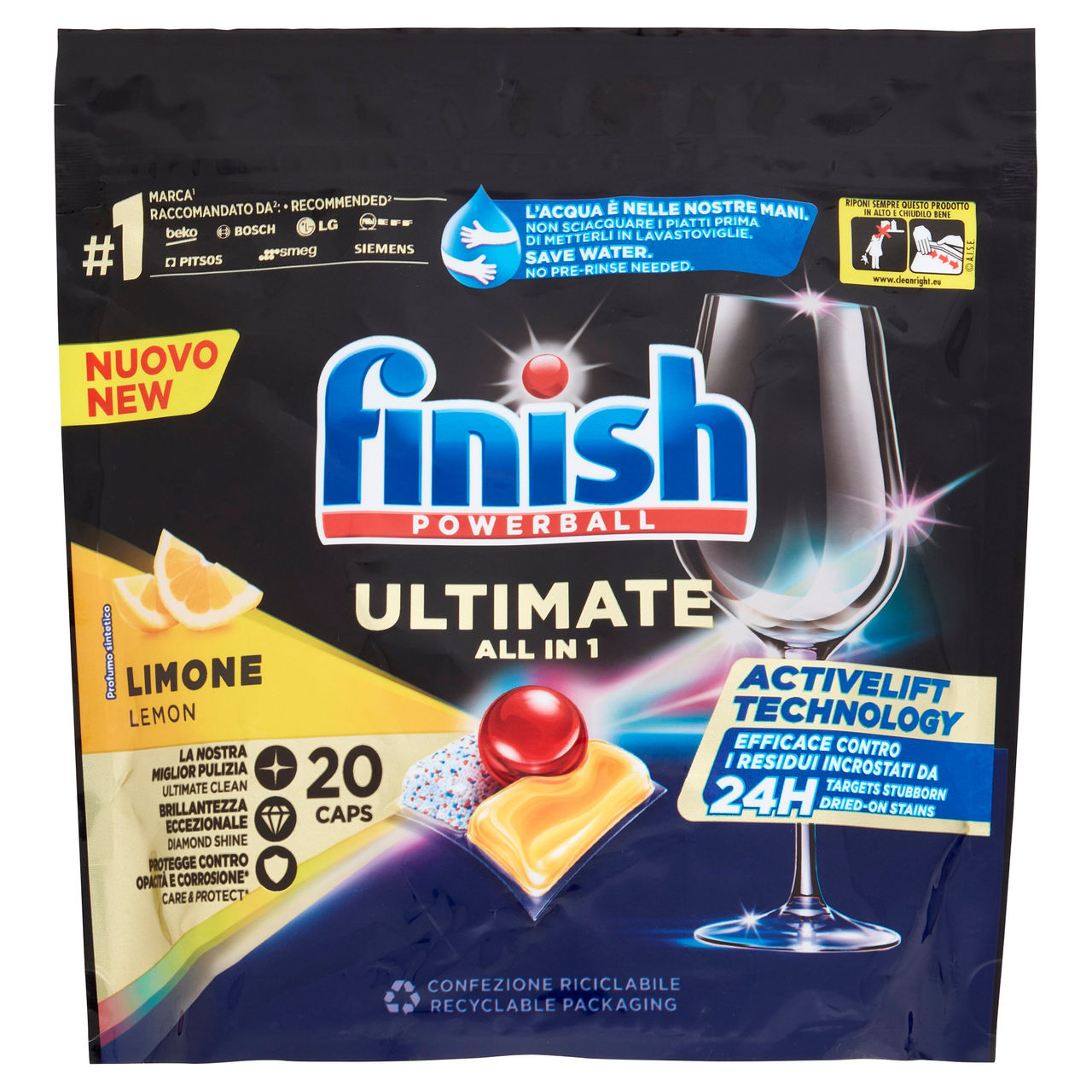 Finish Ultimate All in One Lemon pastiglie lavastoviglie 20 lavaggi 258 gr