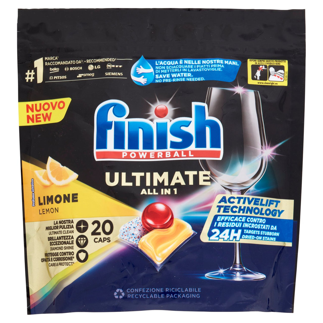 Finish Ultimate All in One Lemon pastiglie lavastoviglie 20 lavaggi 258 gr