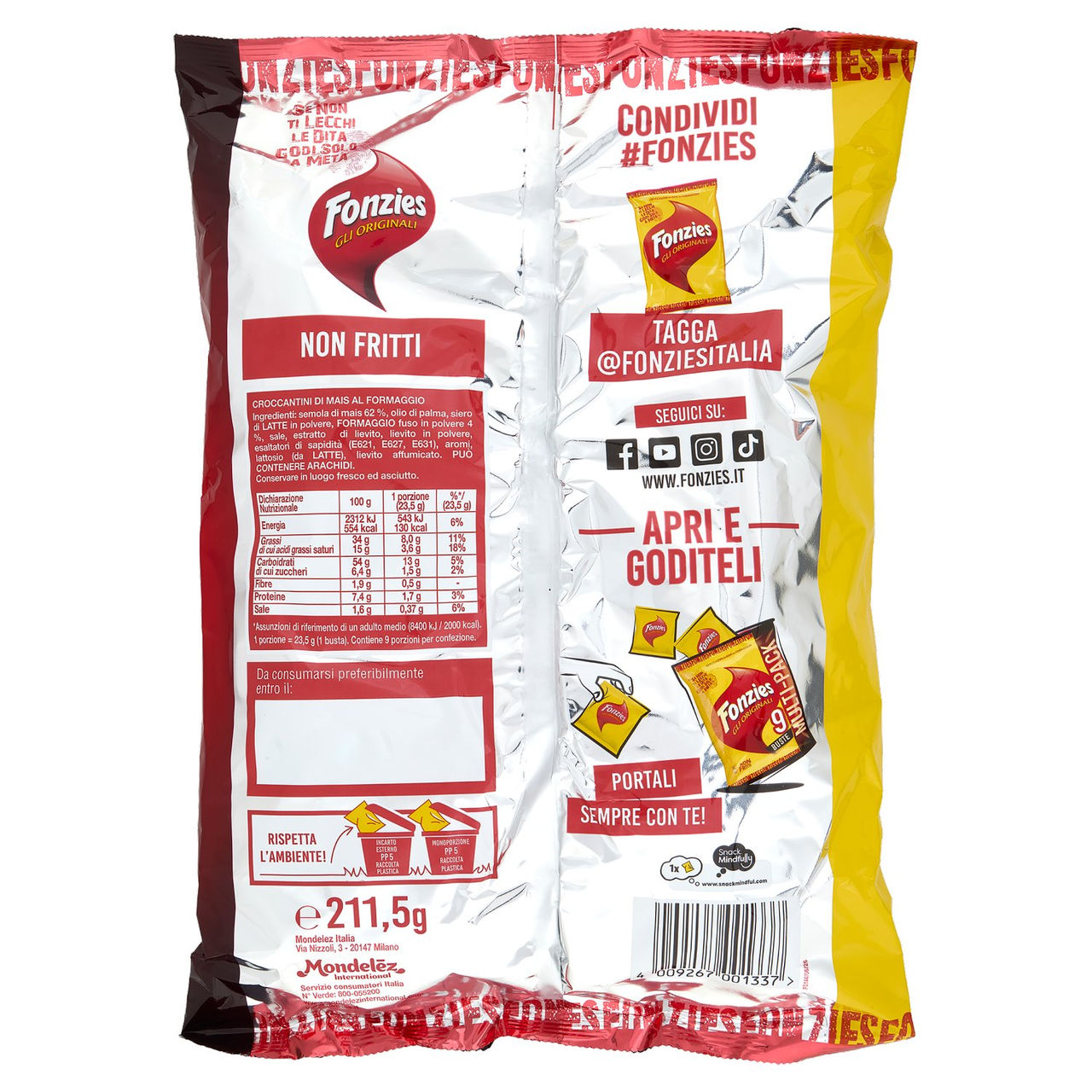 Fonzies Multipack 9 buste 212g in vendita online