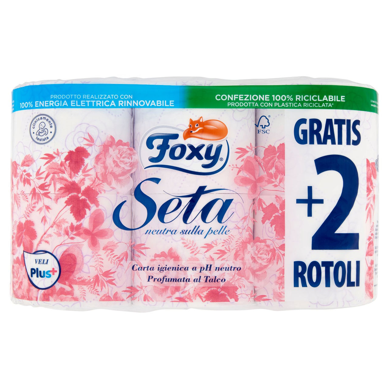 Foxy Seta Carta igienica 2 veli decorata 4 2 maxi rotoli