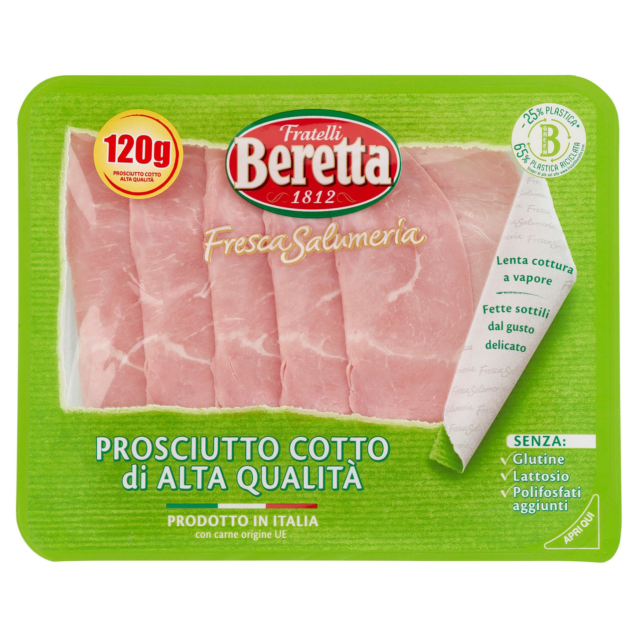 Fratelli Beretta Fresca Salumeria Prosciutto Cotto di Alta Qualità 120 g