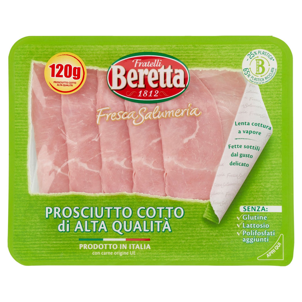 Fratelli Beretta Fresca Salumeria Prosciutto Cotto di Alta Qualità 120 g