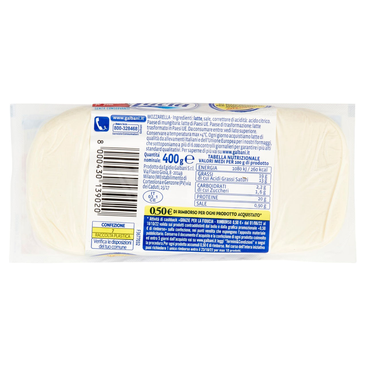 Galbani Mozzarella per pizza 400 g