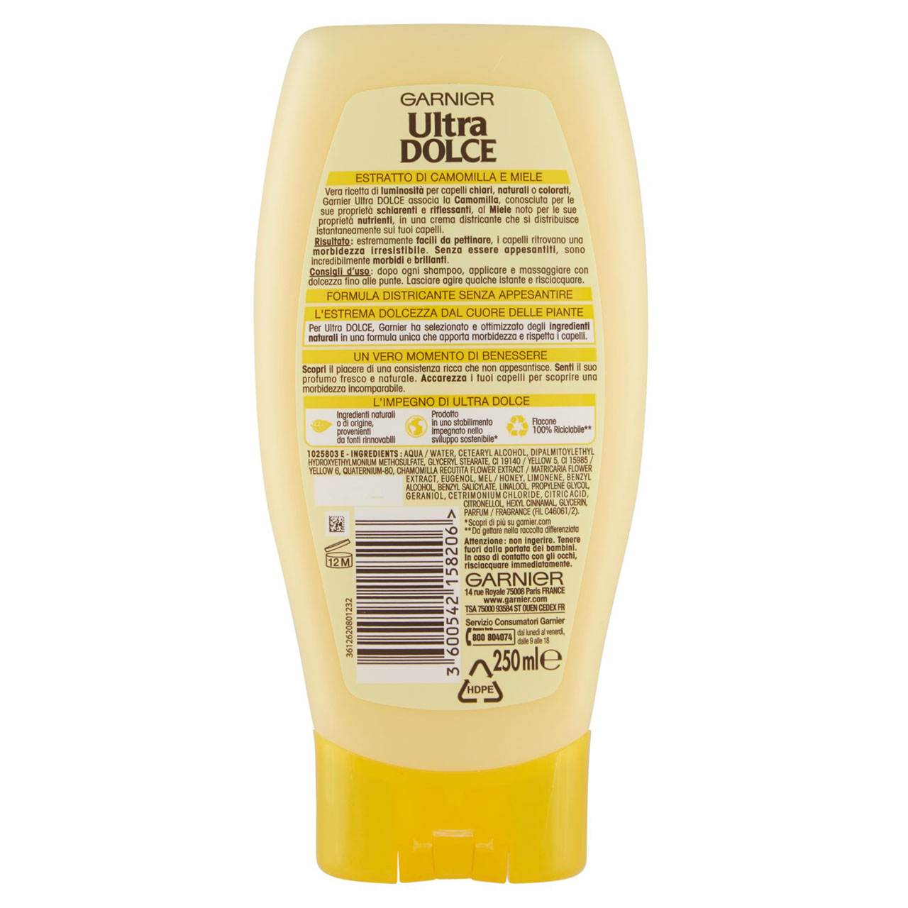 Garnier Ultra Dolce Balsamo all'estratto di Camomilla e Miele per capelli chiari, 250 ml