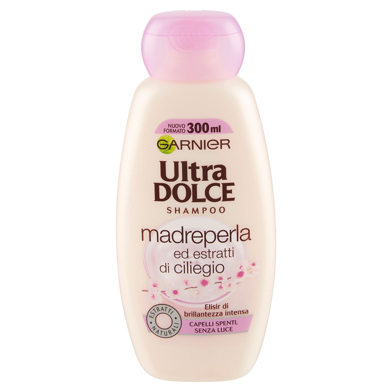 Garnier Ultra Dolce Shampoo Madreperla e Ciliegio per capelli spenti e senza luce, 300 ml