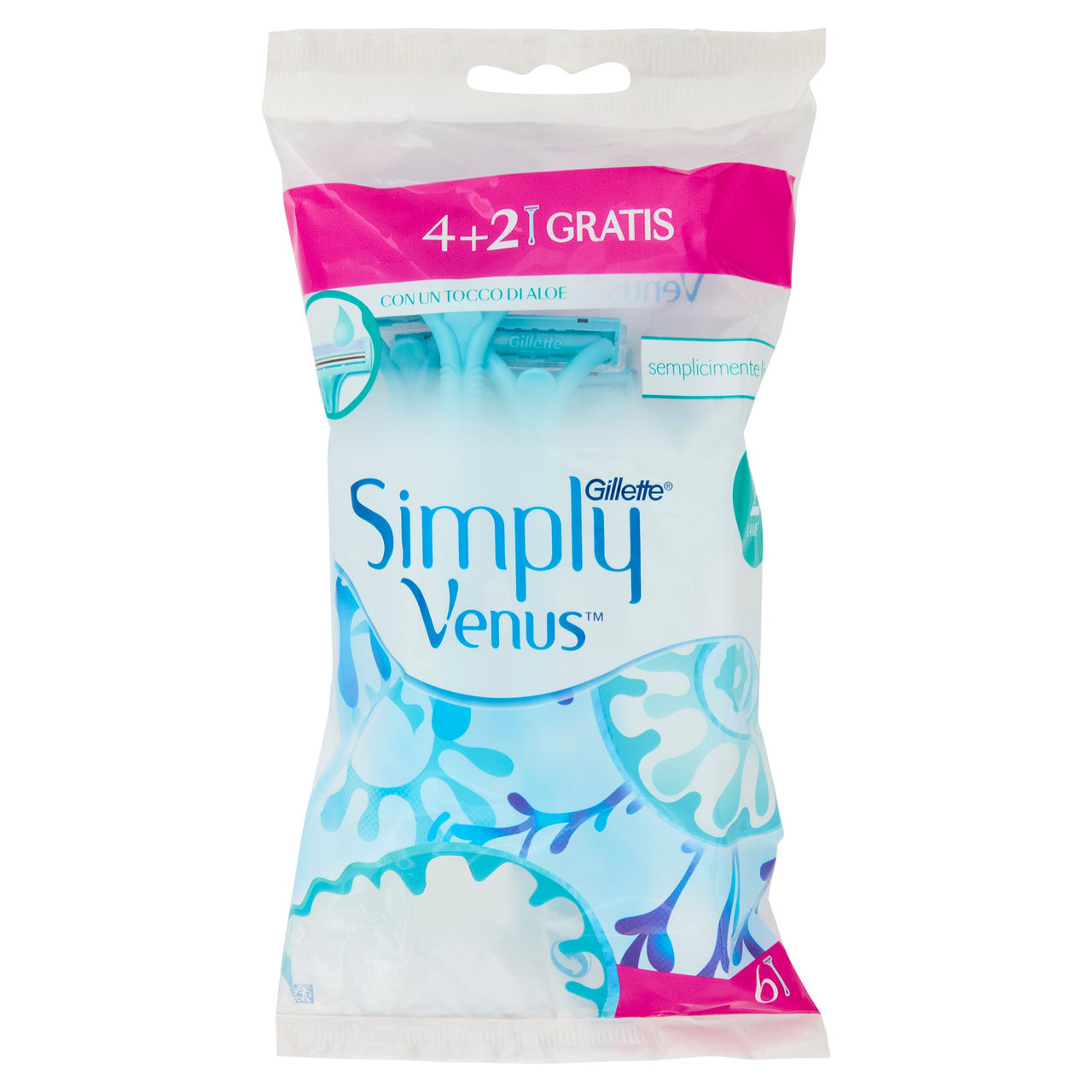Gillette Simply Venus Rasoio Donna Usa e Getta a 2 Lame 4 Rasoi   2 Gratis = 6 Rasoi