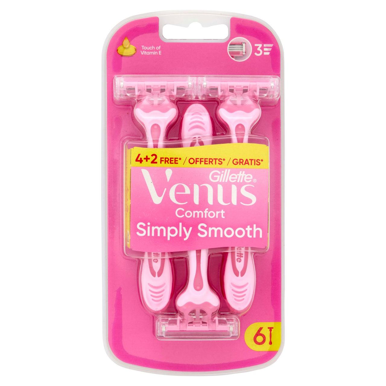 Gillette Venus Comfort Simply Smooth Rasoio Donna Usa e Getta a 3 Lame 4 Rasoi   2 = 6 Rasoi