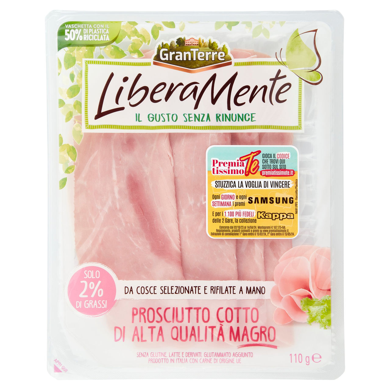 GranTerre LiberaMente Prosciutto Cotto di Alta Qualità Magro 110 g