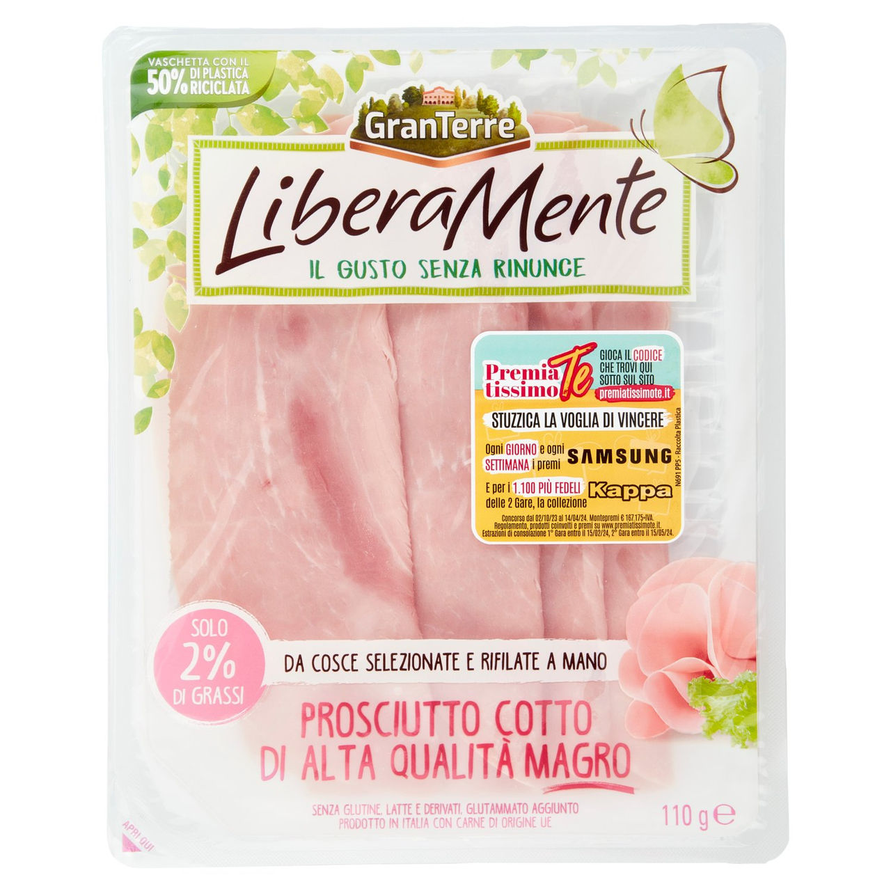 GranTerre LiberaMente Prosciutto Cotto di Alta Qualità Magro 110 g