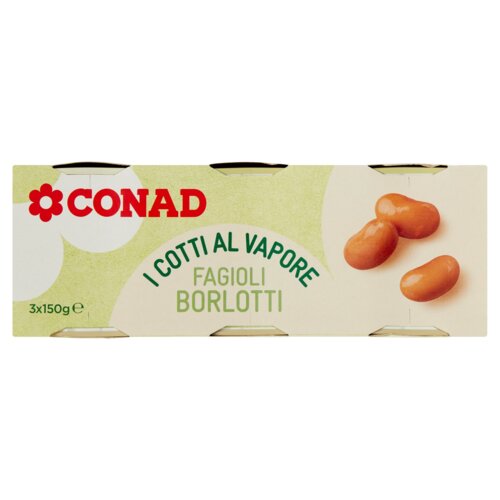 I Cotti al Vapore Fagioli Borlotti 3 x 150 g CONAD