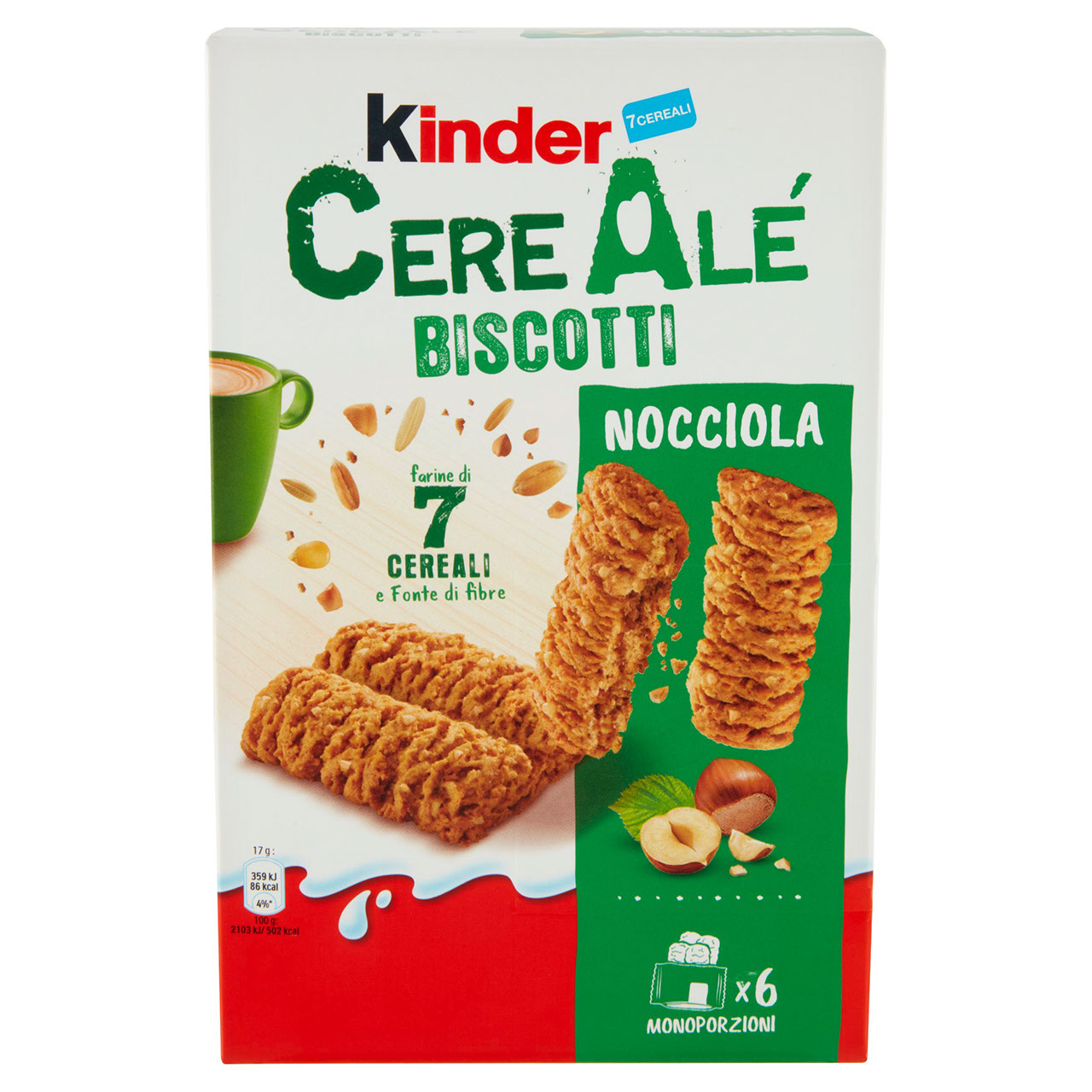 Kinder CereAlé Biscotti Nocciola 6 astucci da 2 biscotti 204 g