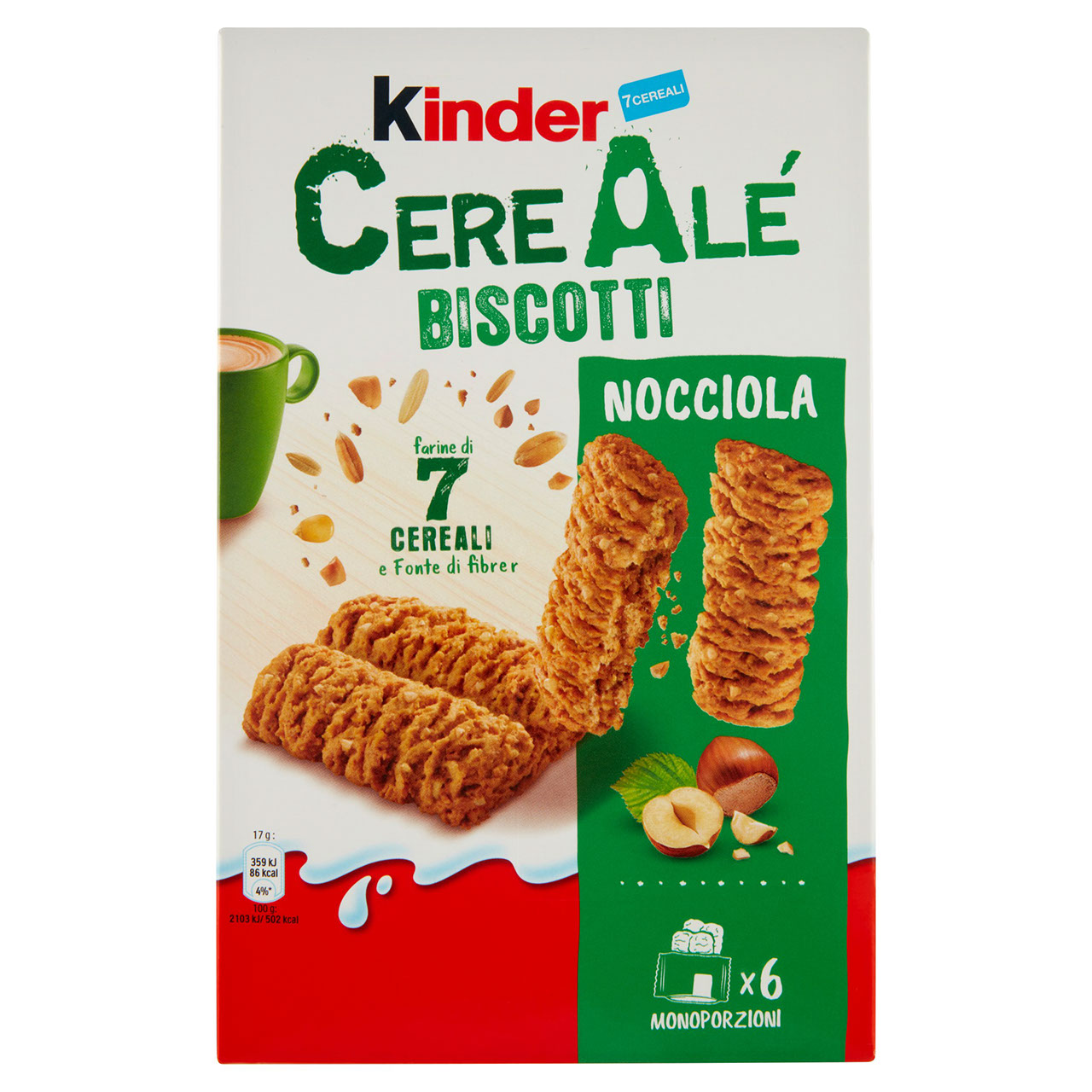 Kinder CereAlé Biscotti Nocciola 6 astucci da 2 biscotti 204 g