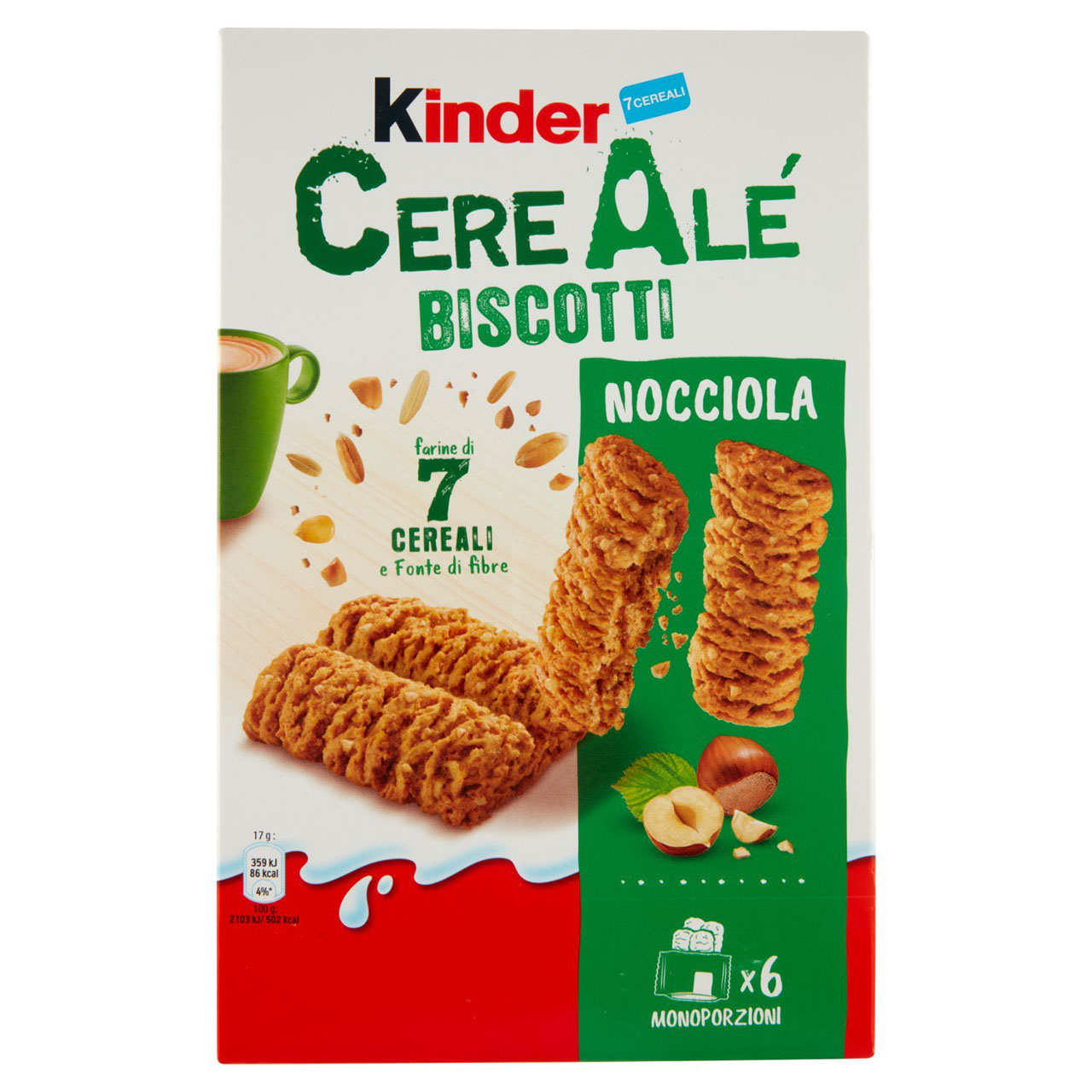 Kinder CereAlé Biscotti Nocciola 6 astucci da 2 biscotti 204 g