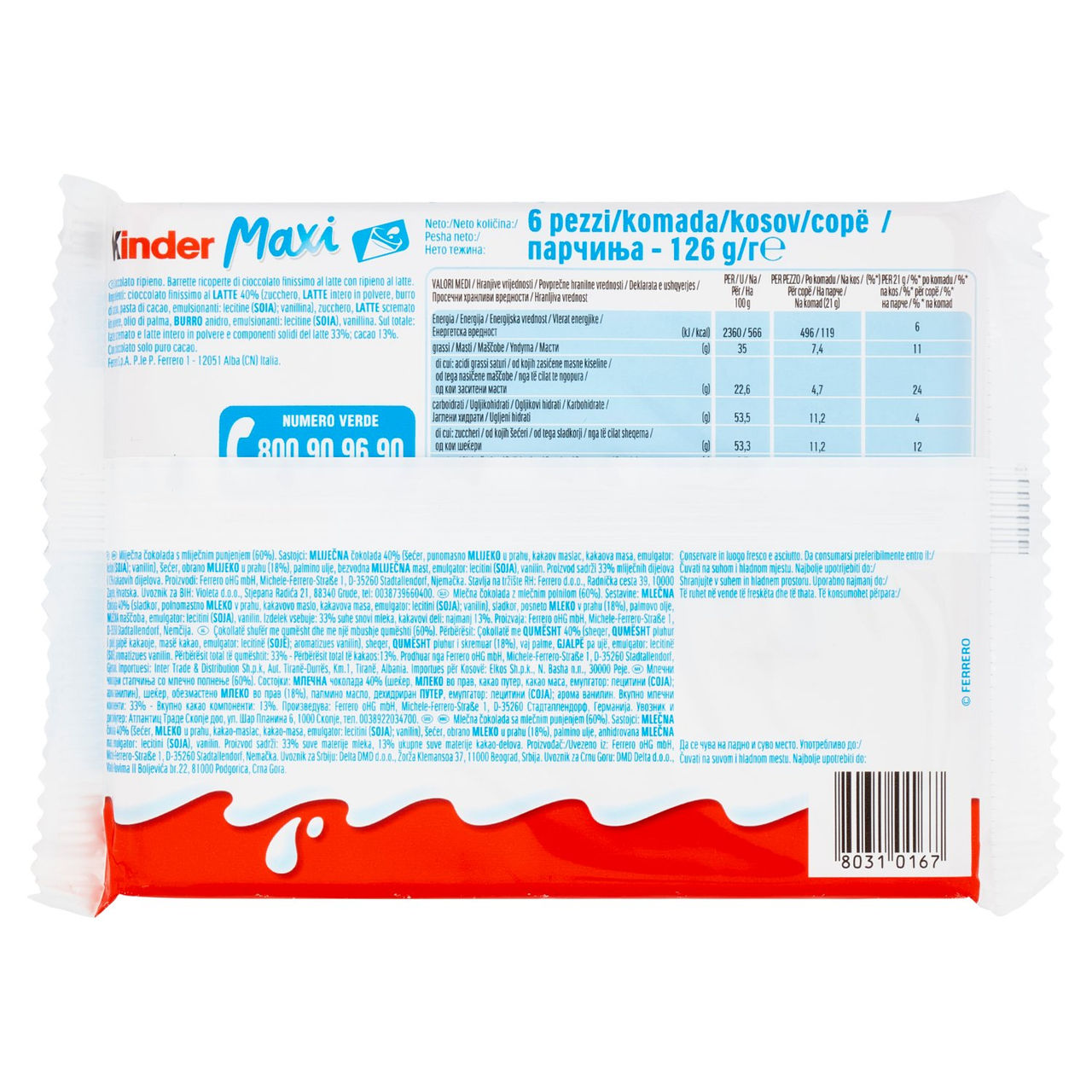 Kinder Maxi 6 x 21 g in vendita online