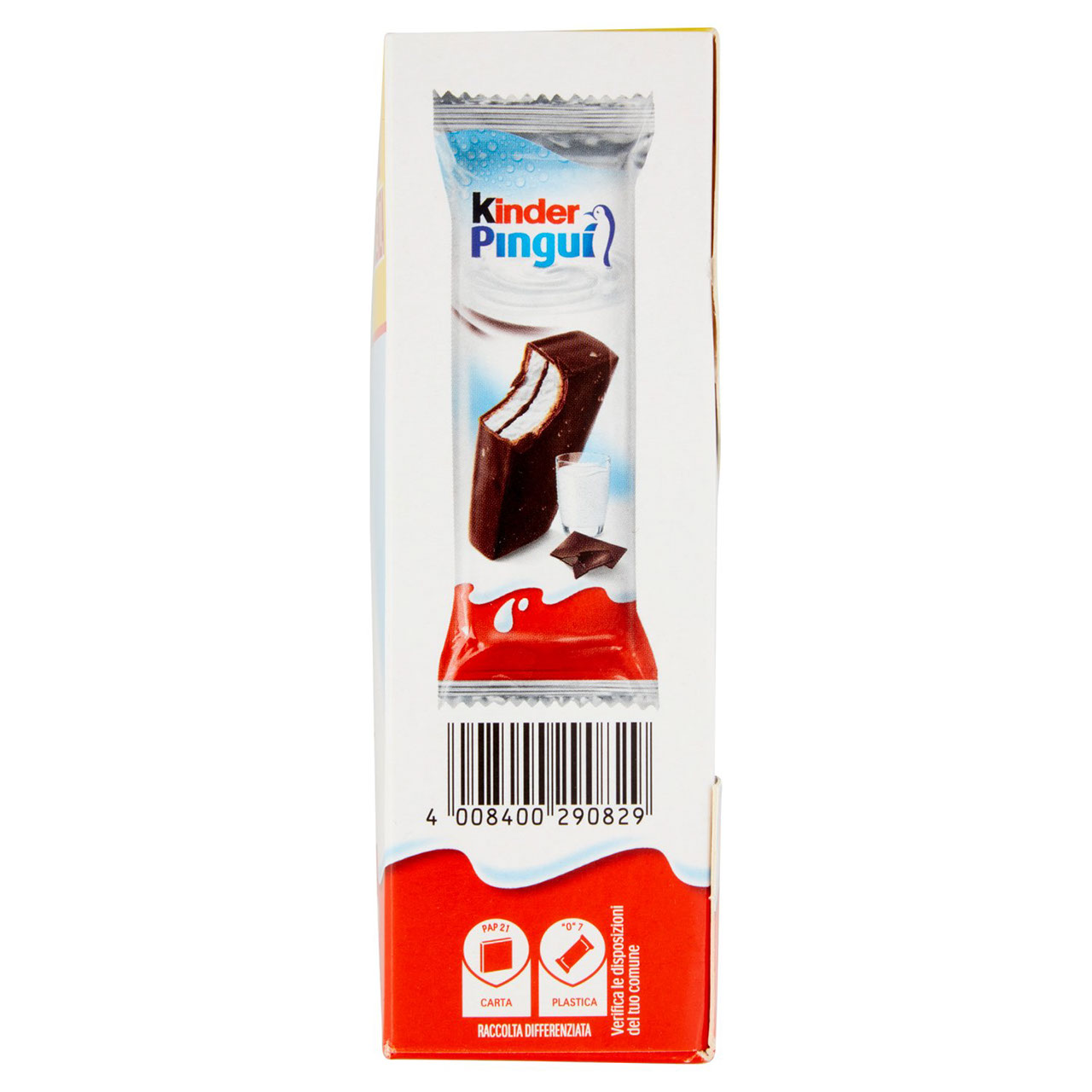 Kinder Pinguì: Merenda con pan di spagna, ripieno al latte e copertura al cioccolato fondente 8x30g