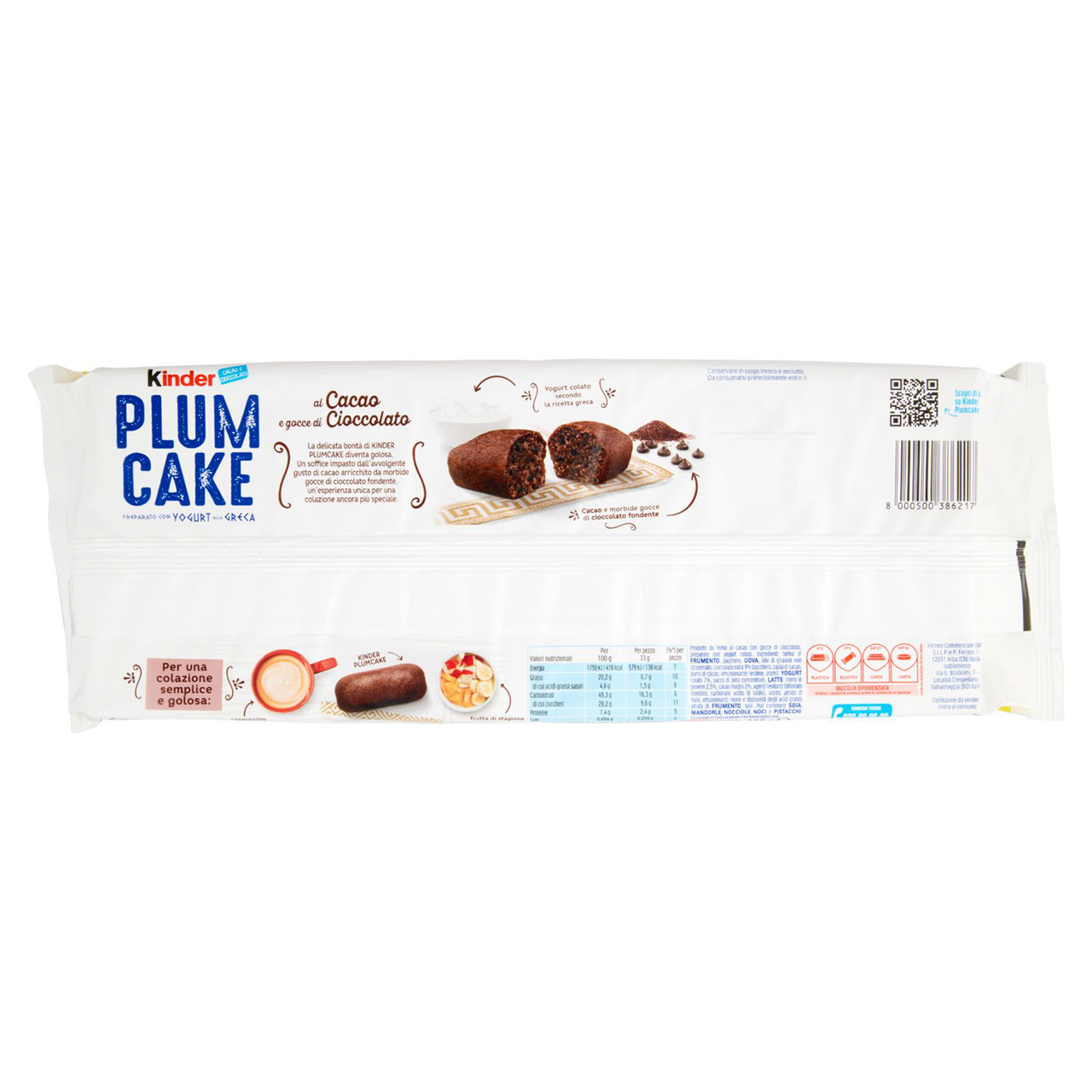 Kinder Plum Cake al Cacao e gocce di Cioccolato 6 x 33 g