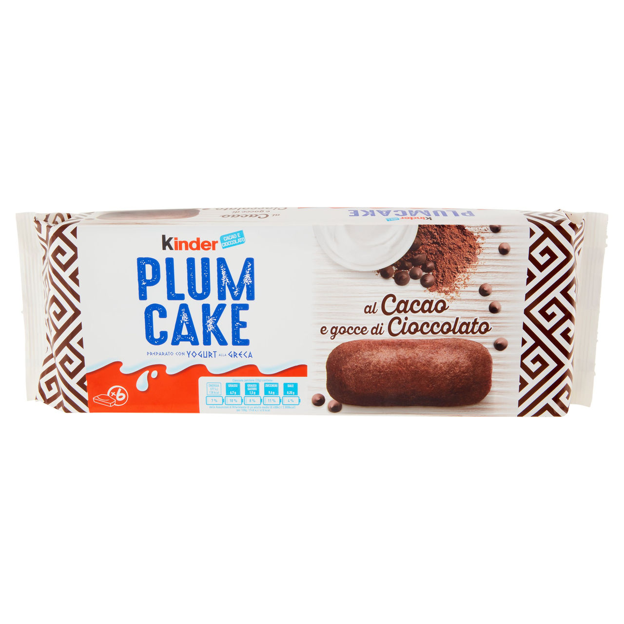 Kinder Plumcake al Cacao e gocce di Cioccolato 6 x 33 g