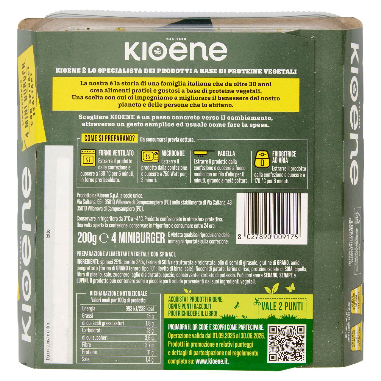 Kioene miniburger agli Spinaci in vendita online
