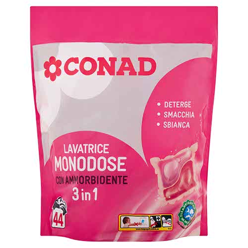 Lavatrice Monodose con Ammorbidente 3 in 1 44 x 24,5 ml Conad