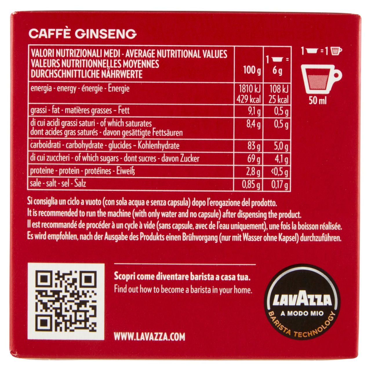 Lavazza A Modo Mio, Caffè Ginseng 12 Capsule