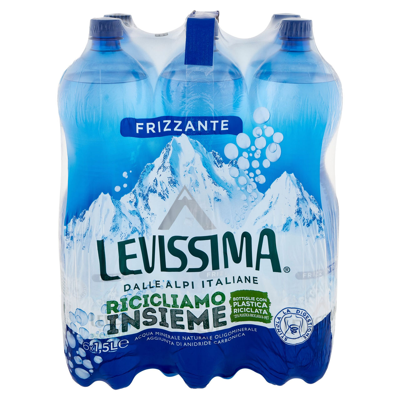 LEVISSIMA, Acqua Frizzante R-PET 25% 6 x 1,5 L