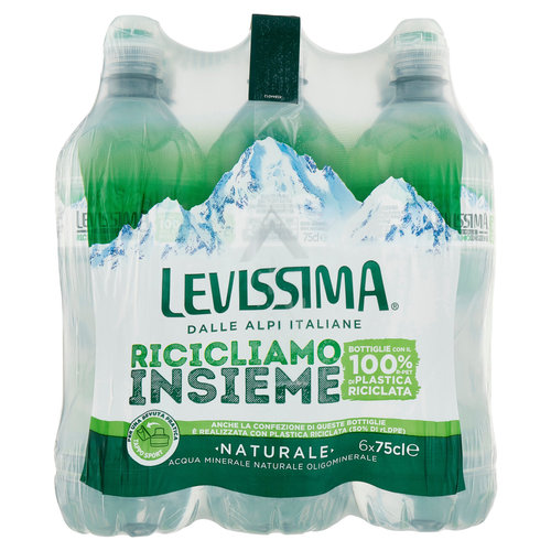 LEVISSIMA, Acqua Naturale, 100% RPET, 6 x 75 cl