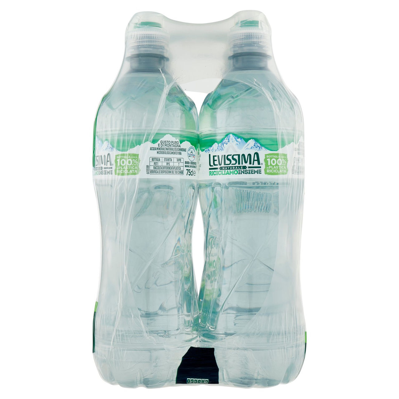 LEVISSIMA, Acqua Naturale, 100% RPET, 6 x 75 cl