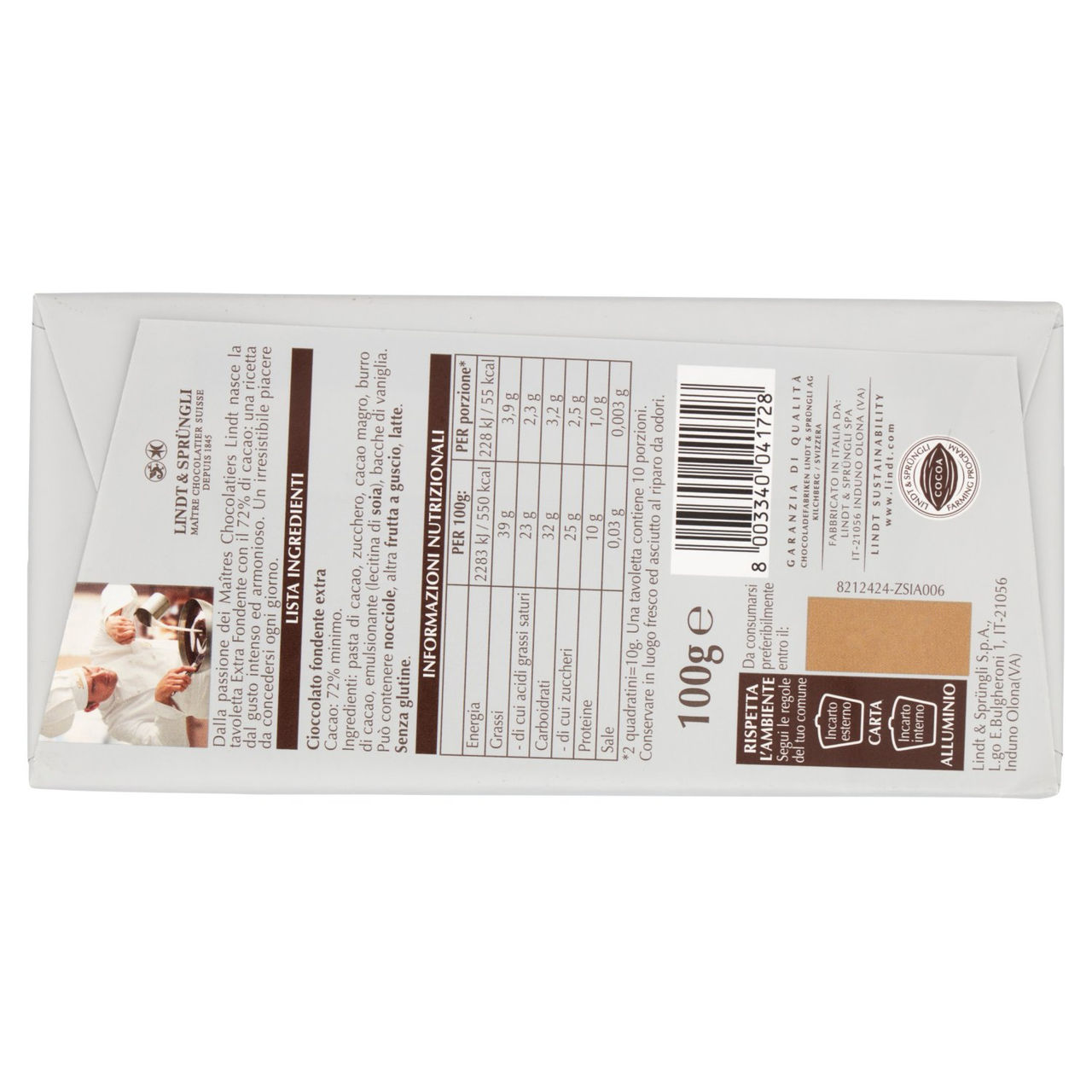 Lindt Extra Fondente 72% Cacao 100 g