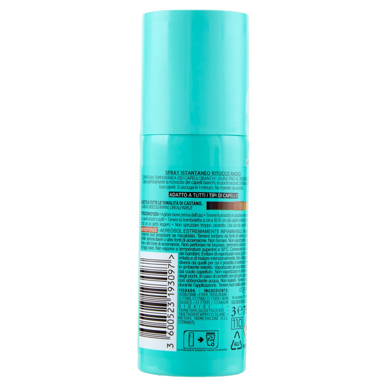 L'Oréal Paris Ritocco Perfetto Spray Istantaneo Ritocco Radici, i Castani, 75 ml