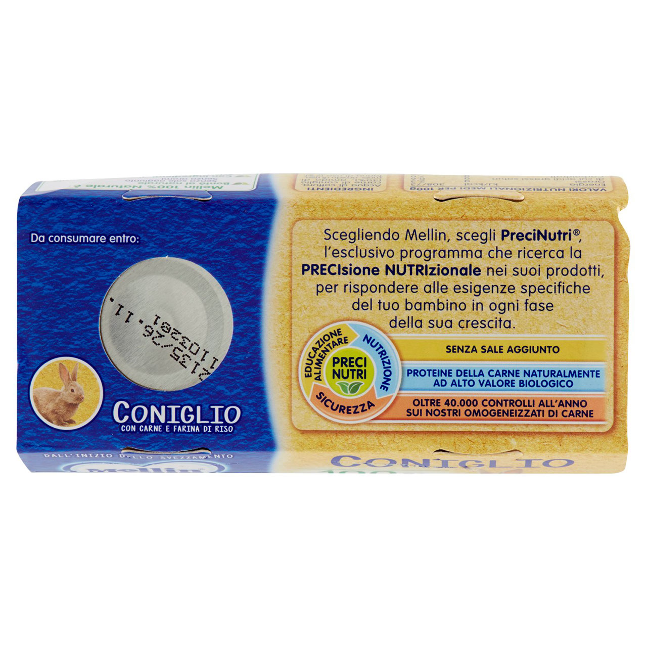 Mellin Coniglio 100% Naturale Omogeneizzato 2 x 80 g