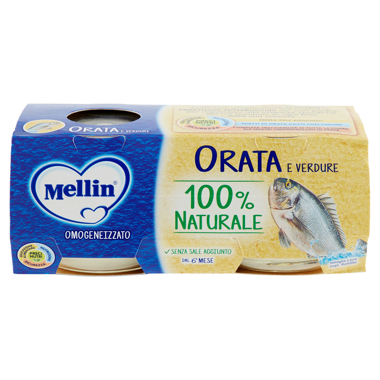 Mellin Orata e Verdure 100% Naturale Omogeneizzato 2 x 80 g