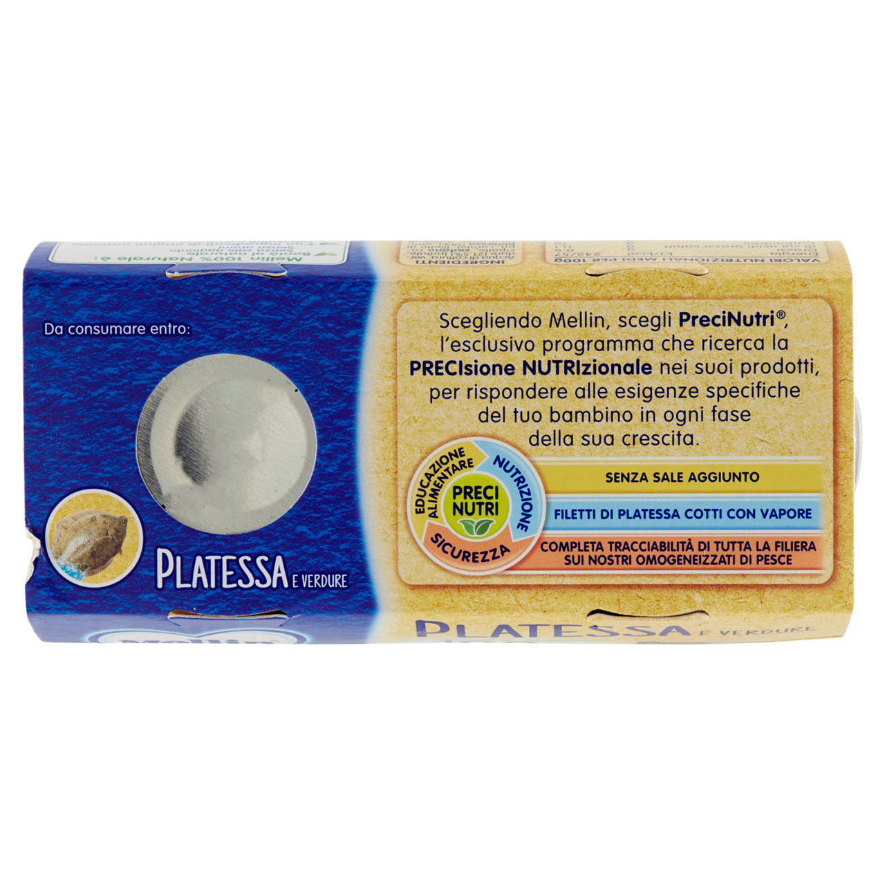 Mellin Platessa e Verdure 100% Naturale Omogeneizzato 2 x 80 g