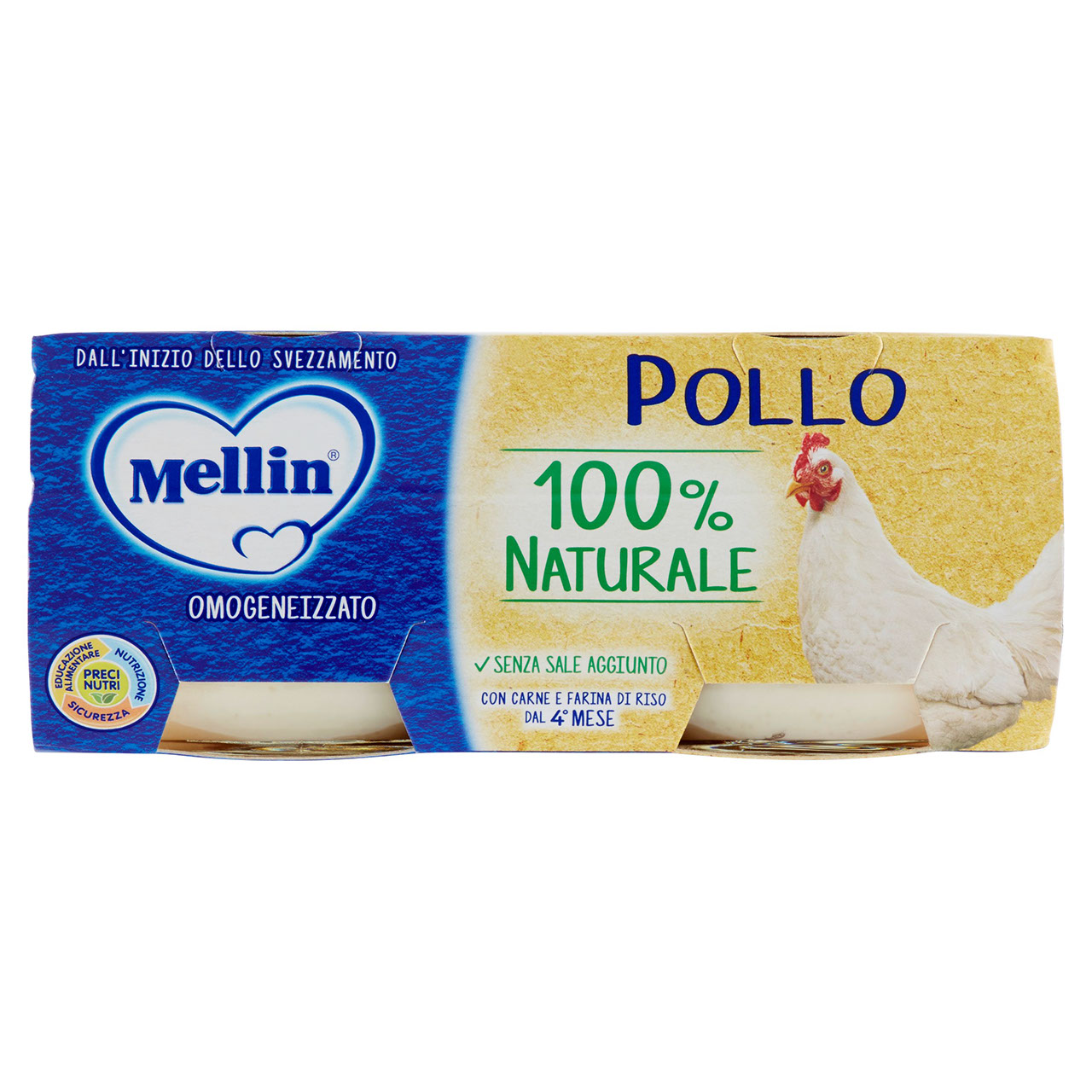 Mellin Pollo 100% Naturale Omogeneizzato 2 x 80 g