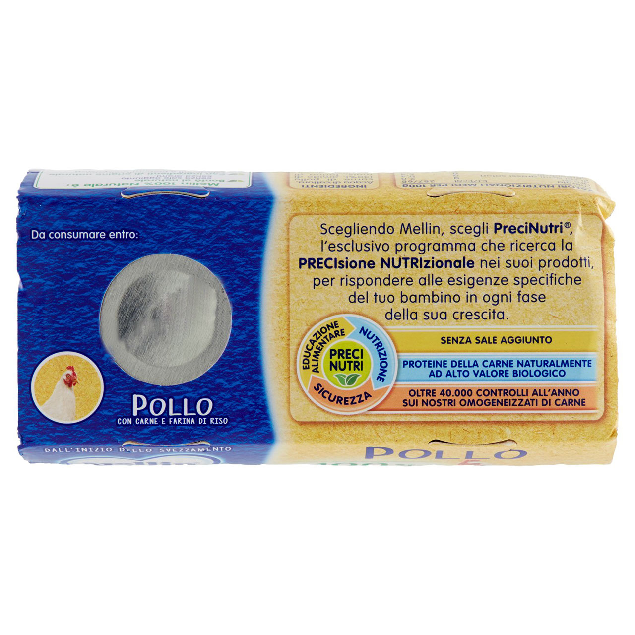 Mellin Pollo 100% Naturale Omogeneizzato 2 x 80 g