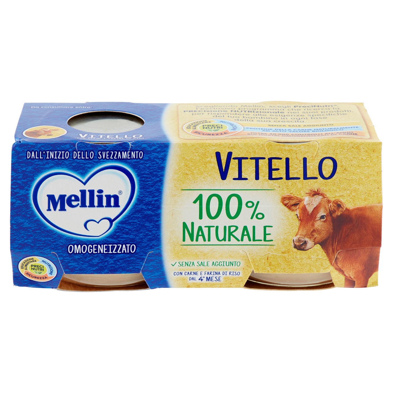 Mellin Vitello 100% Naturale Omogeneizzato 2 x 80 g