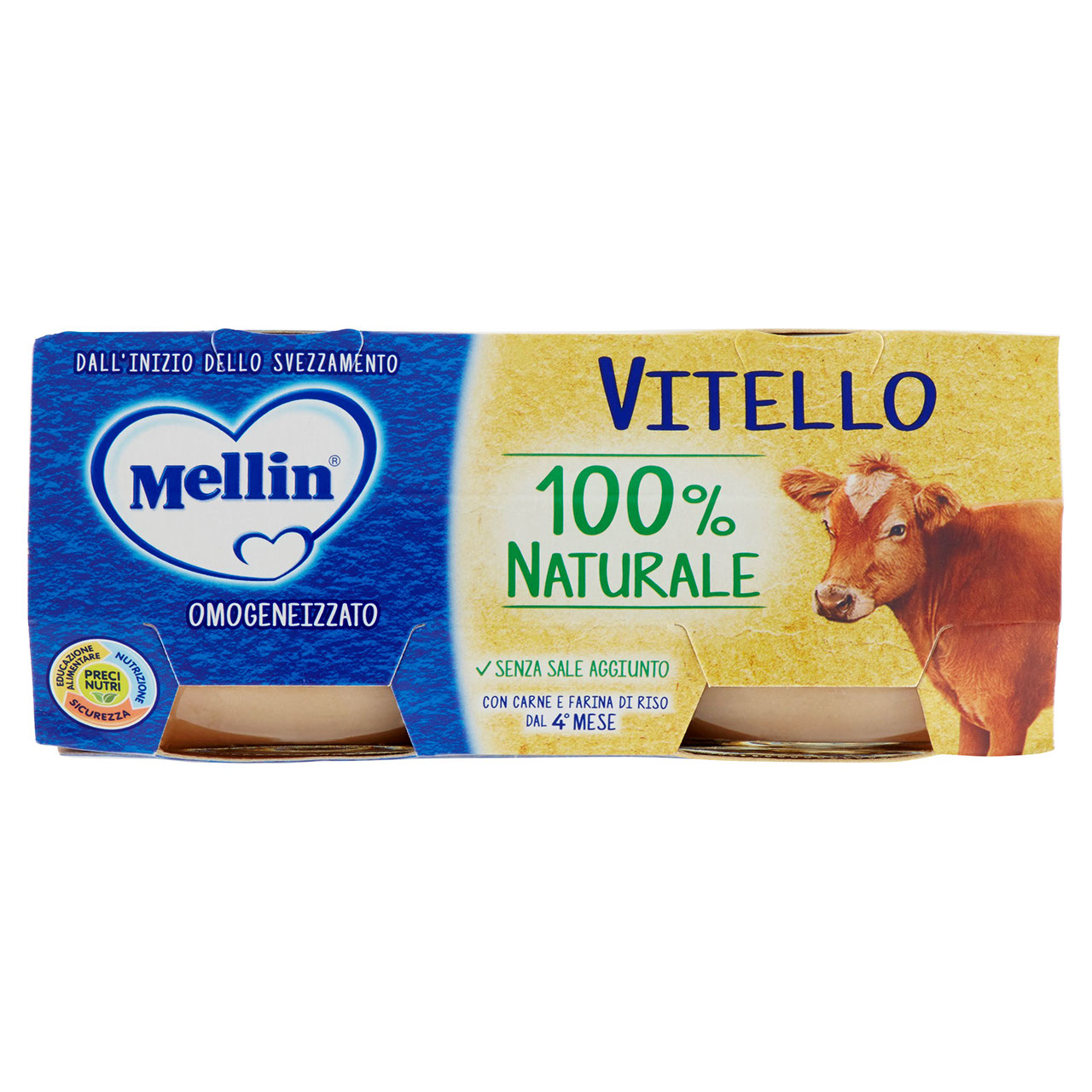 Mellin Vitello 100% Naturale Omogeneizzato 2 x 80 g