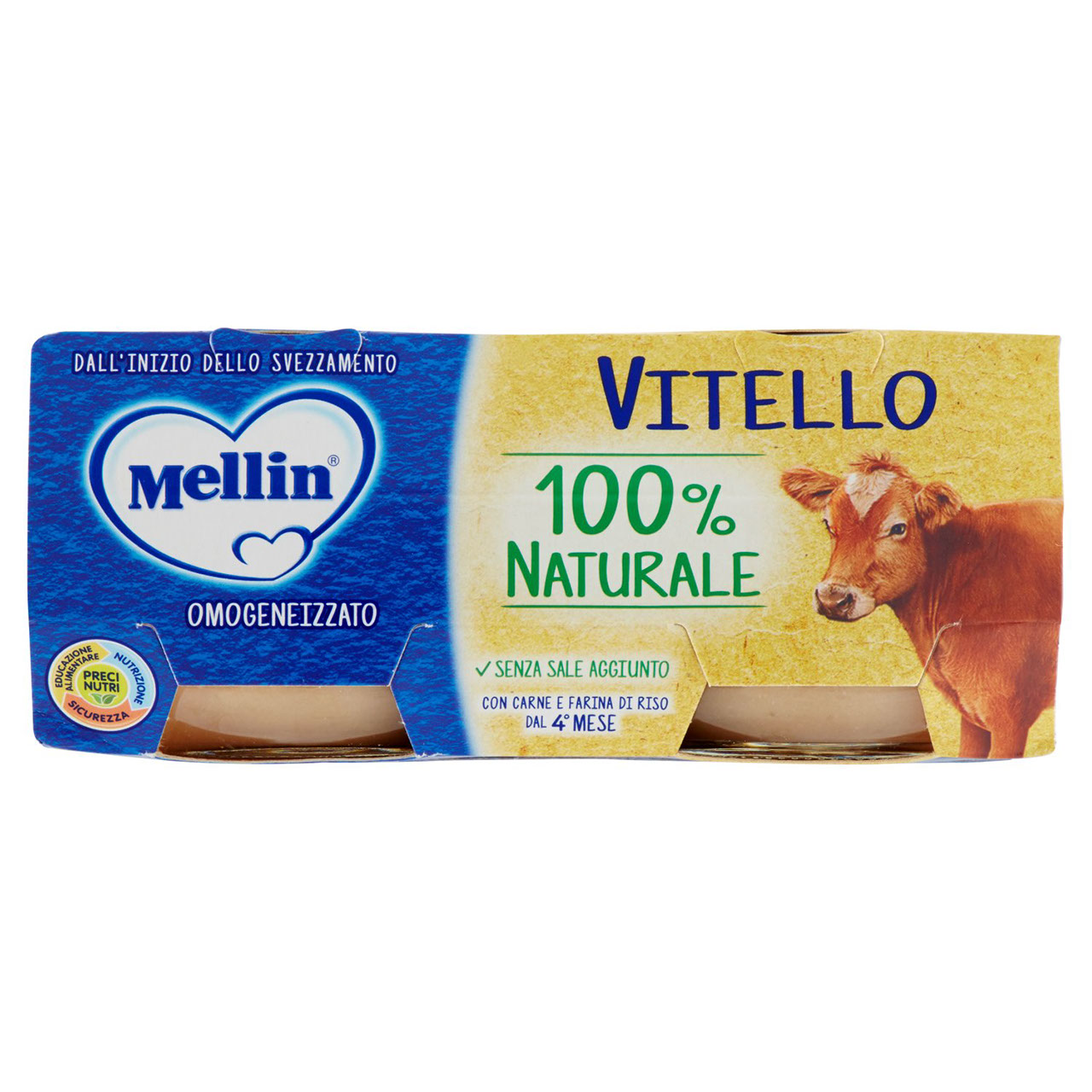 Mellin Vitello 100% Naturale Omogeneizzato 2 x 80 g