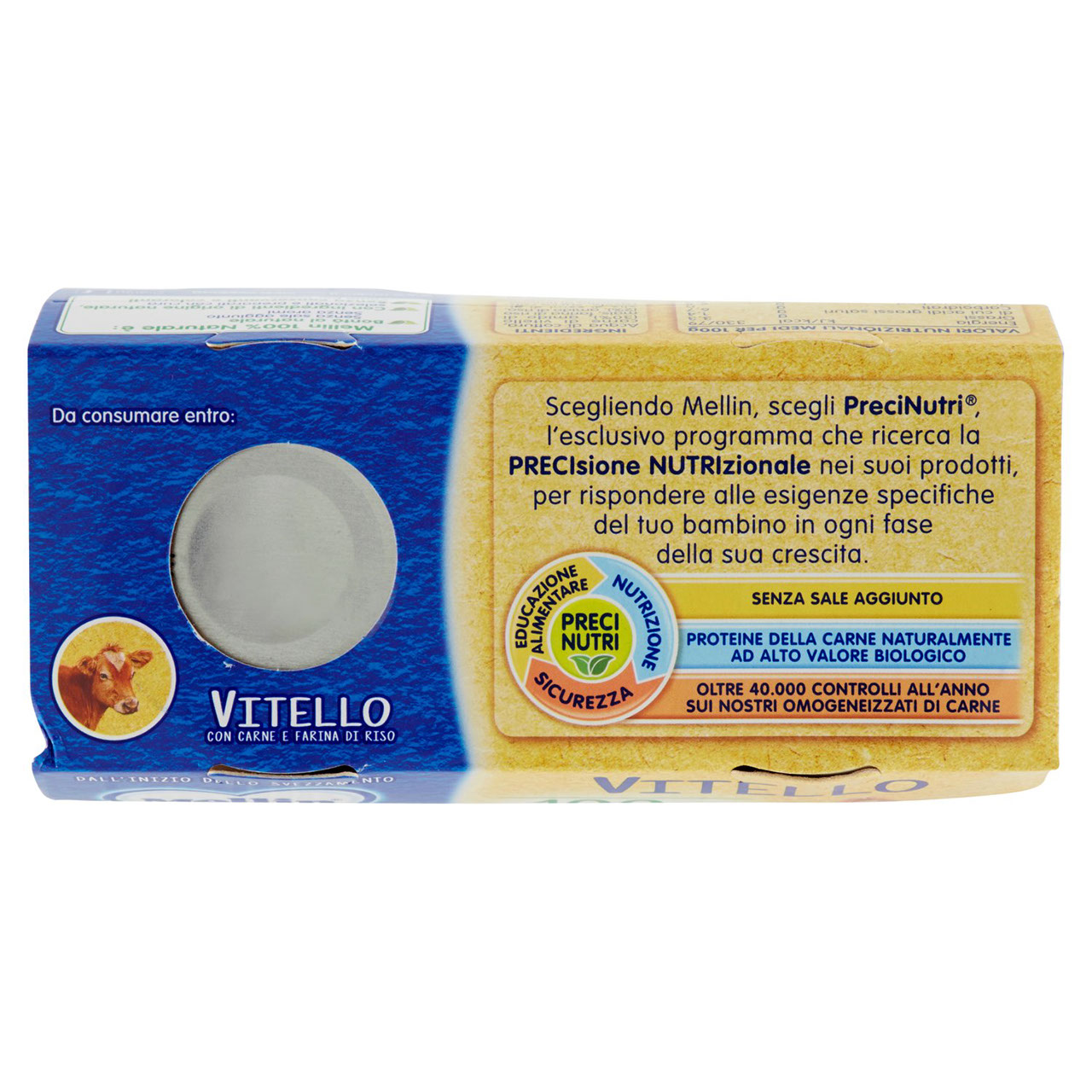 Mellin Vitello 100% Naturale Omogeneizzato 2 x 80 g