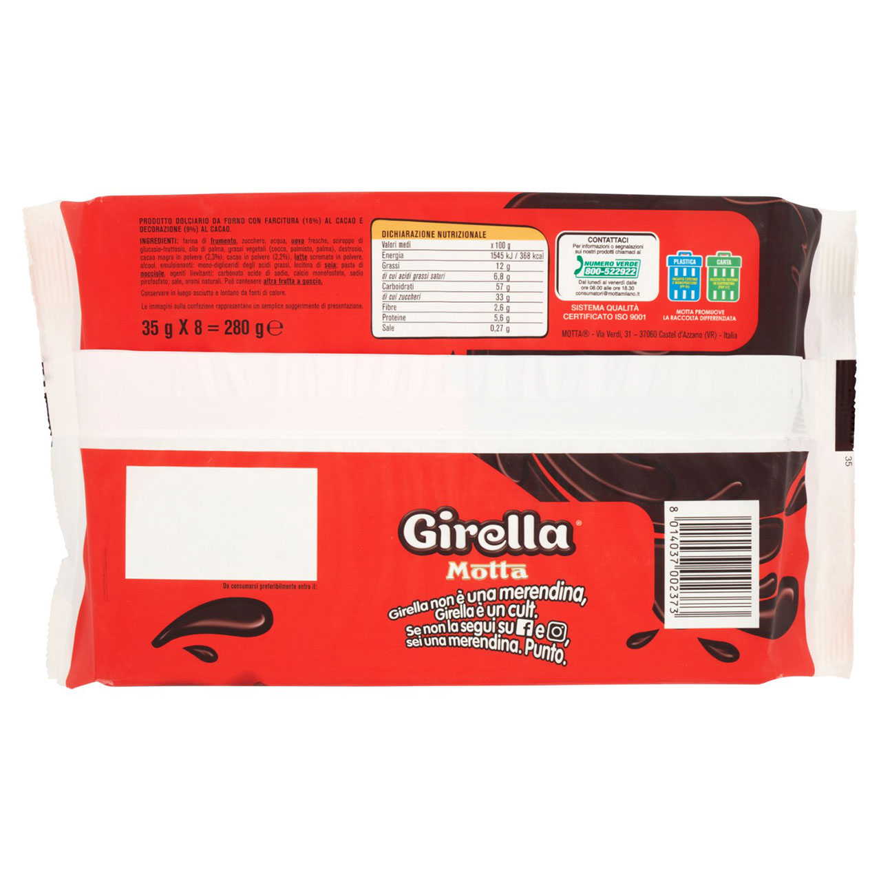 Motta Girella Cacao 8 x 35 g in vendita online